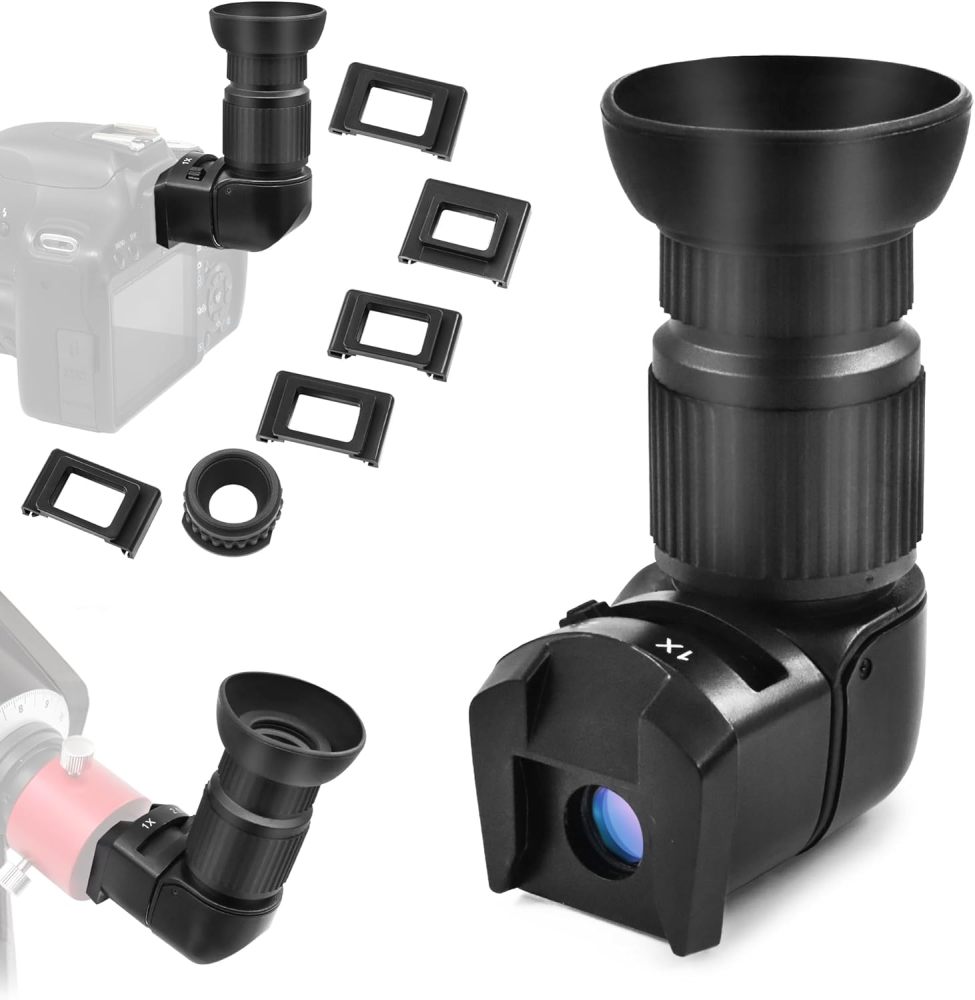 Astromania 1X/2.5X Magnification Right Angle Viewfinder with 6 Mounting Adapters for DSLR Camera Such as Canon, Nikon, Pentax, Minolta, Dynax,S amsung