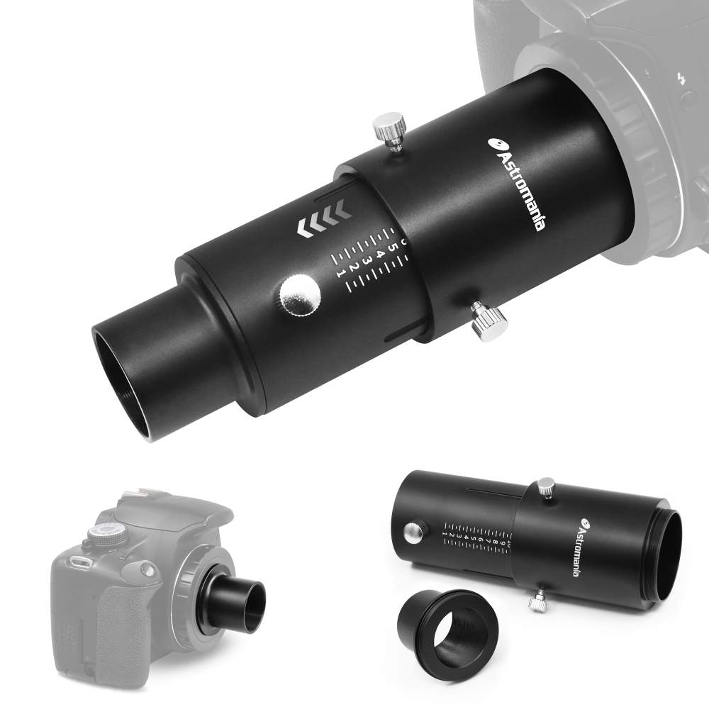 Astromania Variable Projection Adapter 1.25" Extension Tube Kit for Prime Focus and Eyepiece Projection Astrophotography with Refractors or Reflector Telescopes
