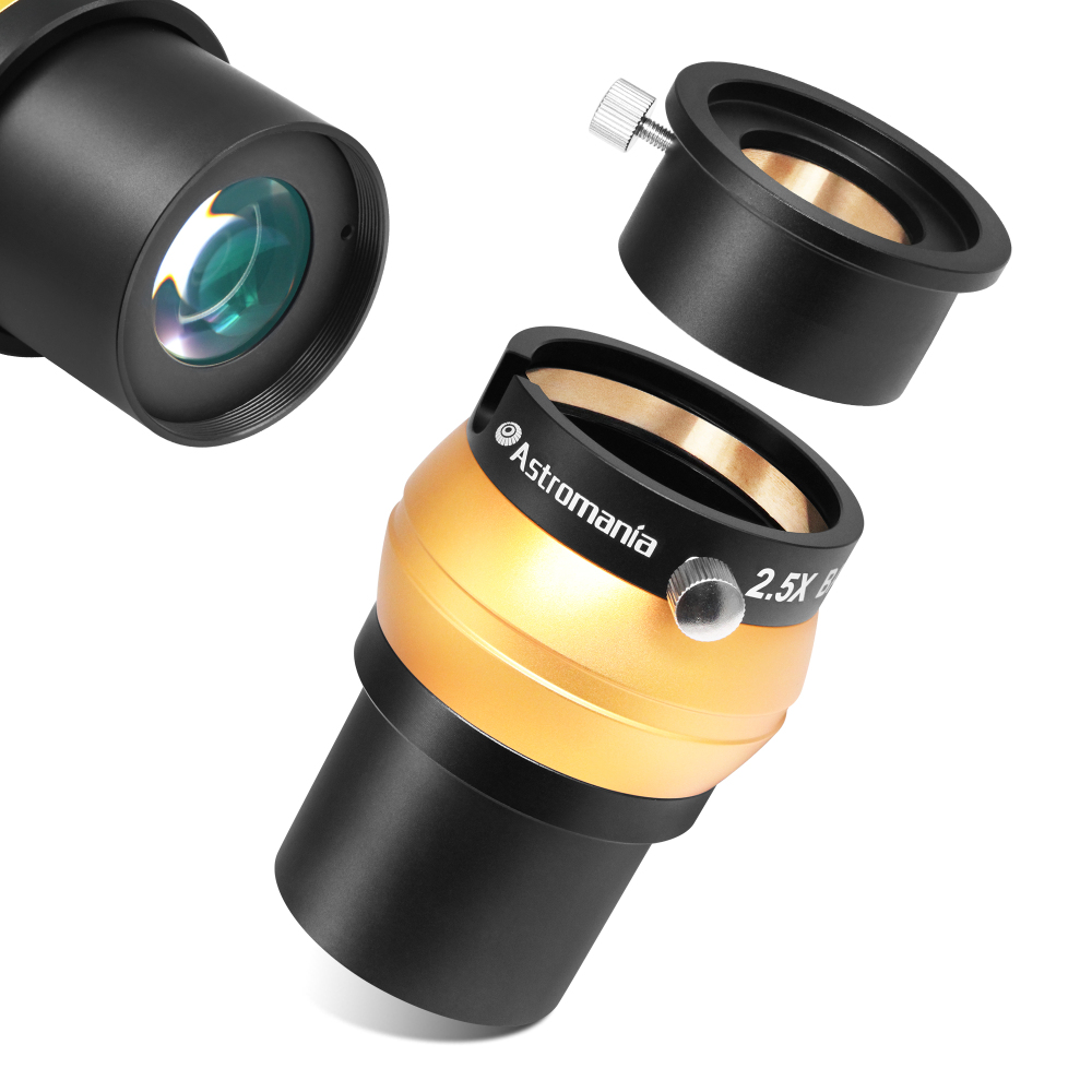 Astromania 2" Upgraded 4-Elements 2.5X Barlow Lens Fully Multi-Coated Optics - Allows The Use of Both 2" and 1.25" Eyepieces