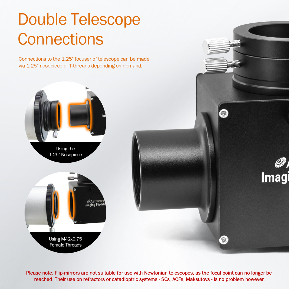 Astromania 1.25" Astrophotography Flip Mirror with Eyepiece Adapter