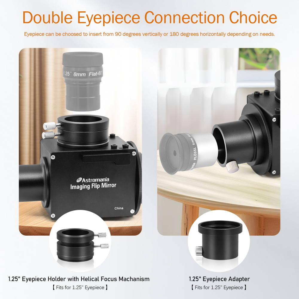 Astromania 1.25" Astrophotography Flip Mirror with Eyepiece Adapter