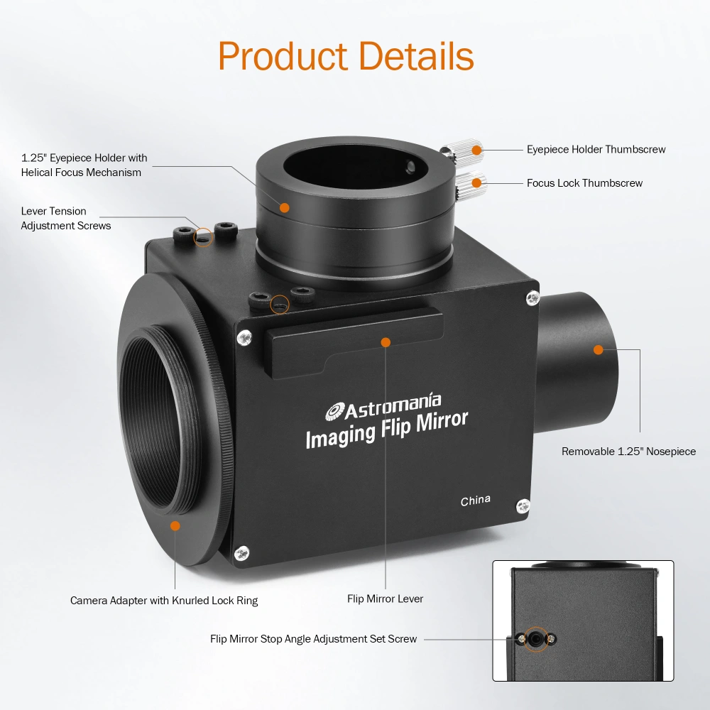 Astromania 1.25 Inch Flip Mirror for Telescope, Precise Focusing