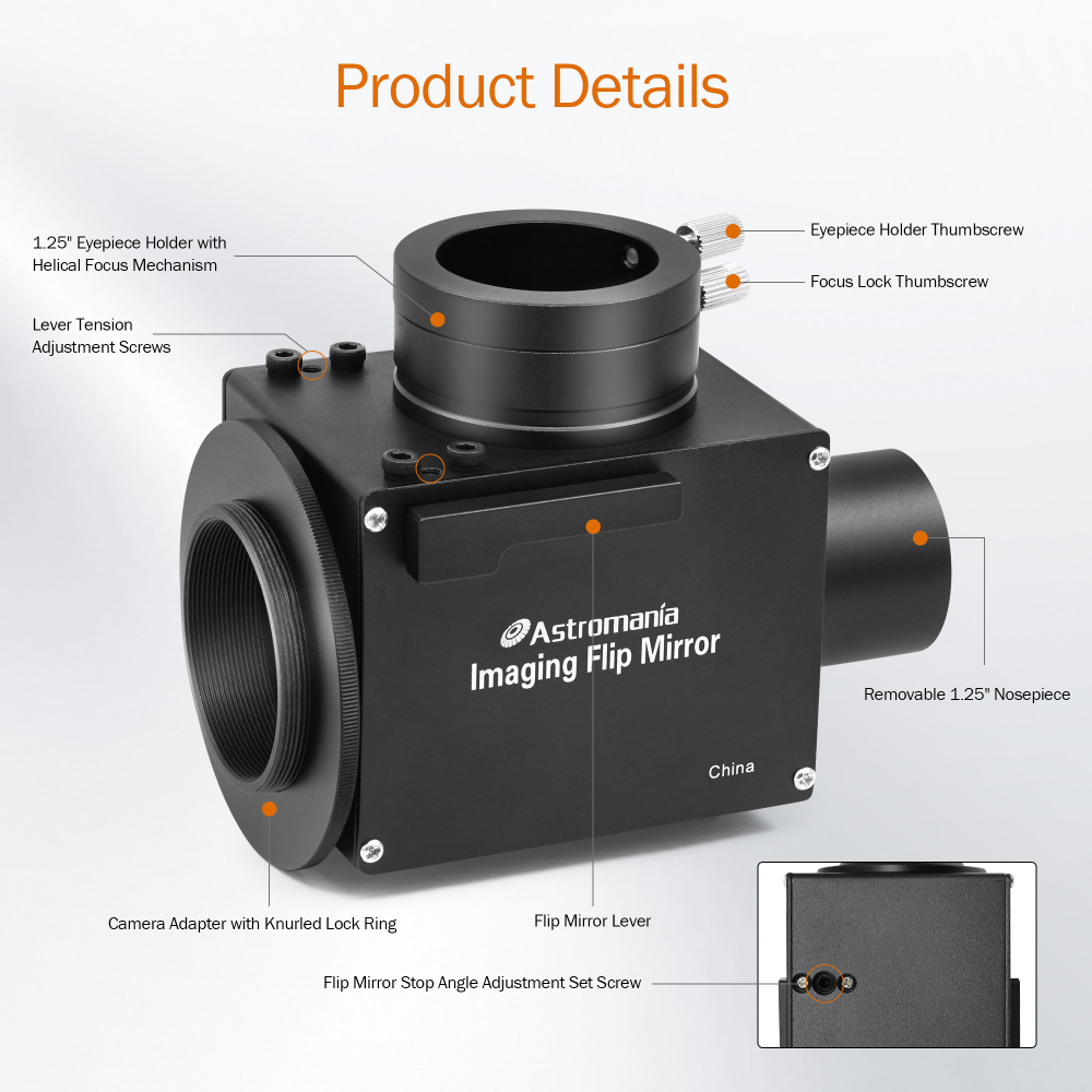 Astromania 1.25" Astrophotography Flip Mirror - The flip mirror for precise focusing