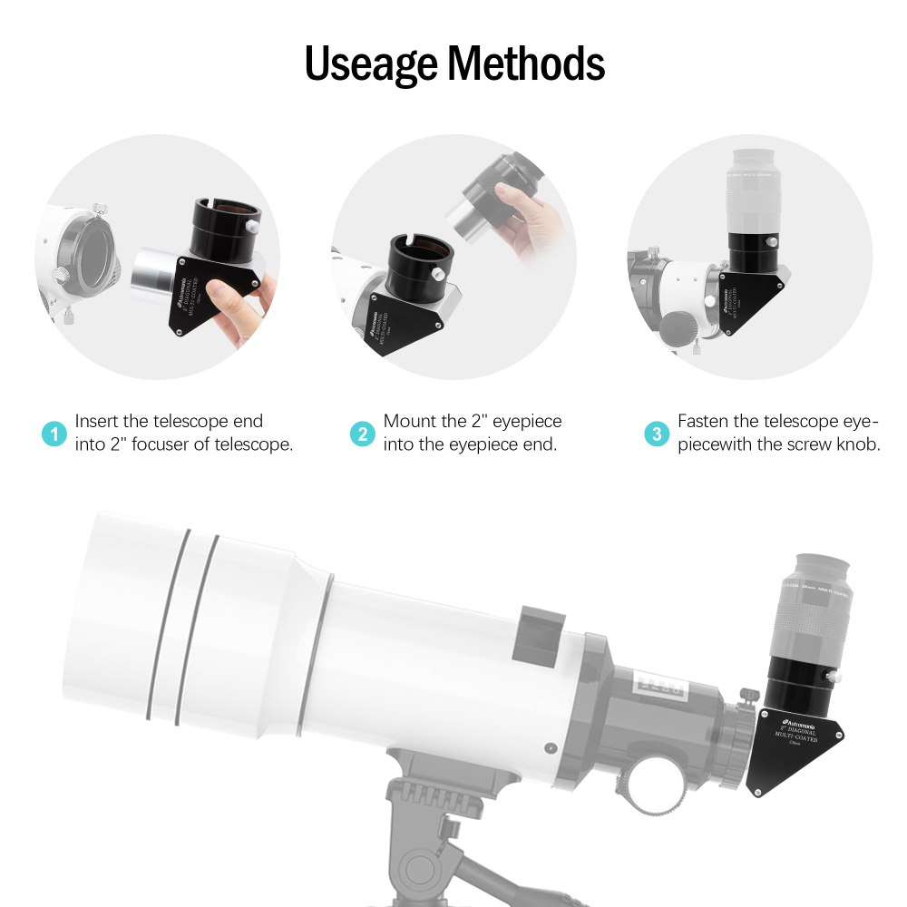 Astromania 2" 90-Degree Mirror Diagonal with 93% reflectivity across visible spectrum