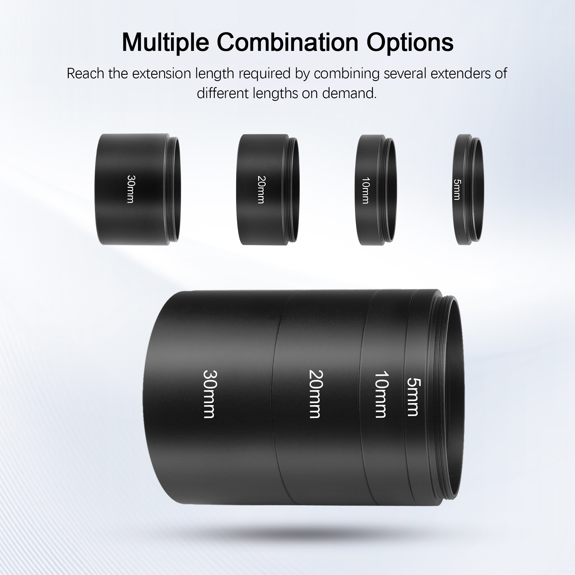 Astromania Astronomical 2"/M48-extension Tube Kit for cameras and eyepieces - Length 5mm 10mm 20mm 30mm - M48x0.75 on Both Sides