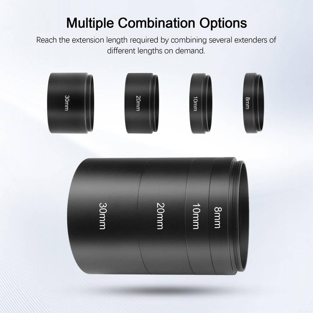 Astromania Astronomical 2"/M48-extension Tube Kit for cameras and eyepieces - Length 8mm 10mm 20mm 30mm - M48x0.75 on Both Sides