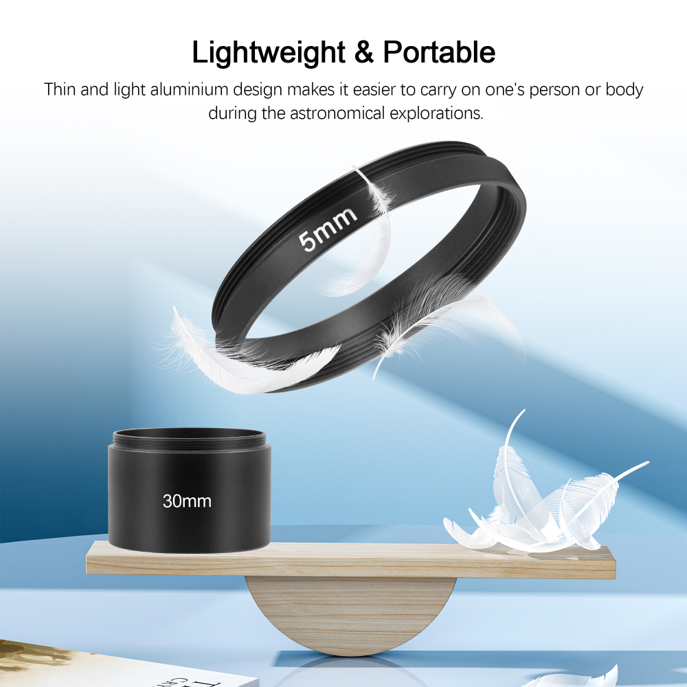 Astromania Astronomical 2"/M48-extension Tube Kit for cameras and eyepieces - Length 5mm 8mm 10mm 30mm - M48x0.75 on Both Sides