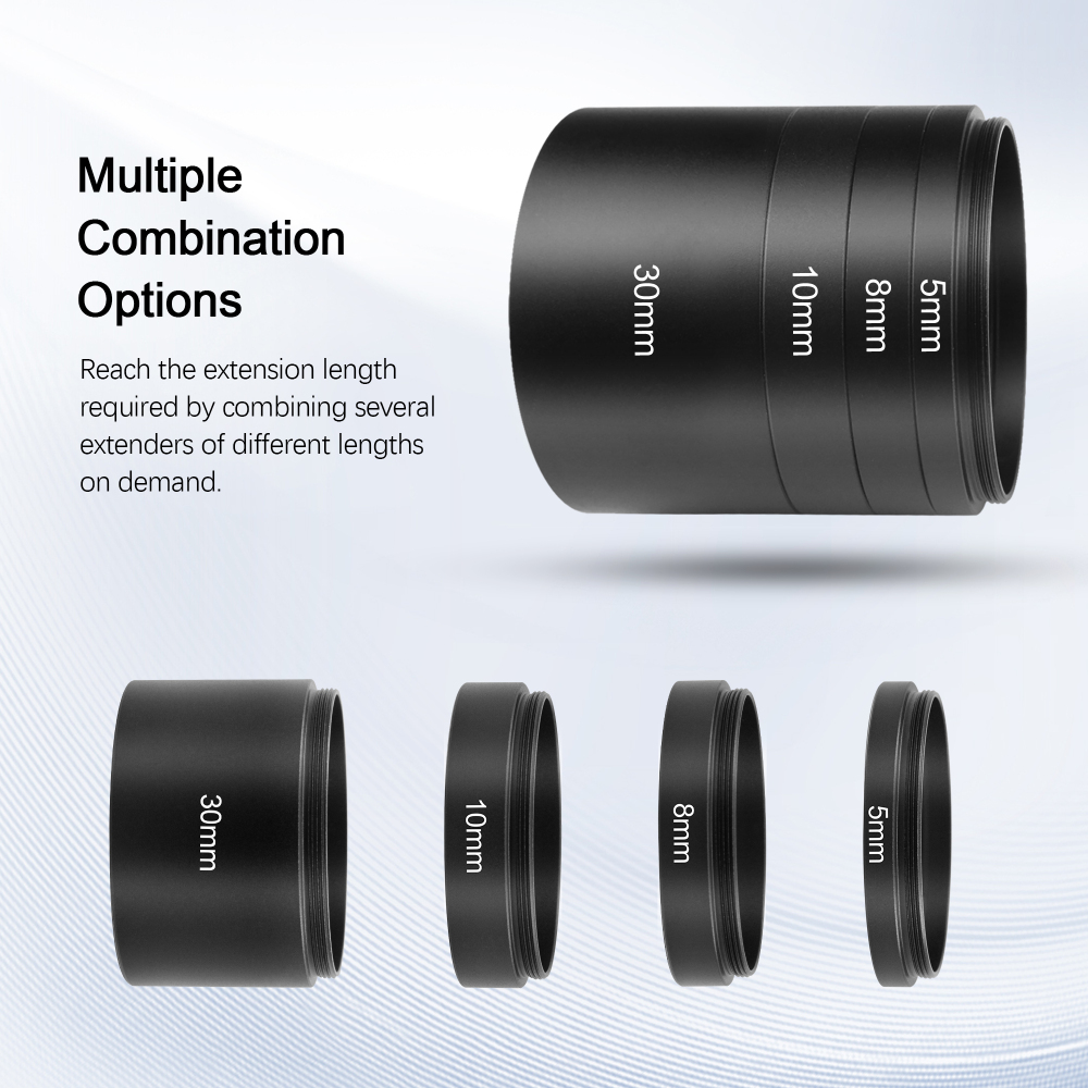 Astromania Astronomical 2"/M48-extension Tube Kit for cameras and eyepieces - Length 5mm 8mm 10mm 30mm - M48x0.75 on Both Sides