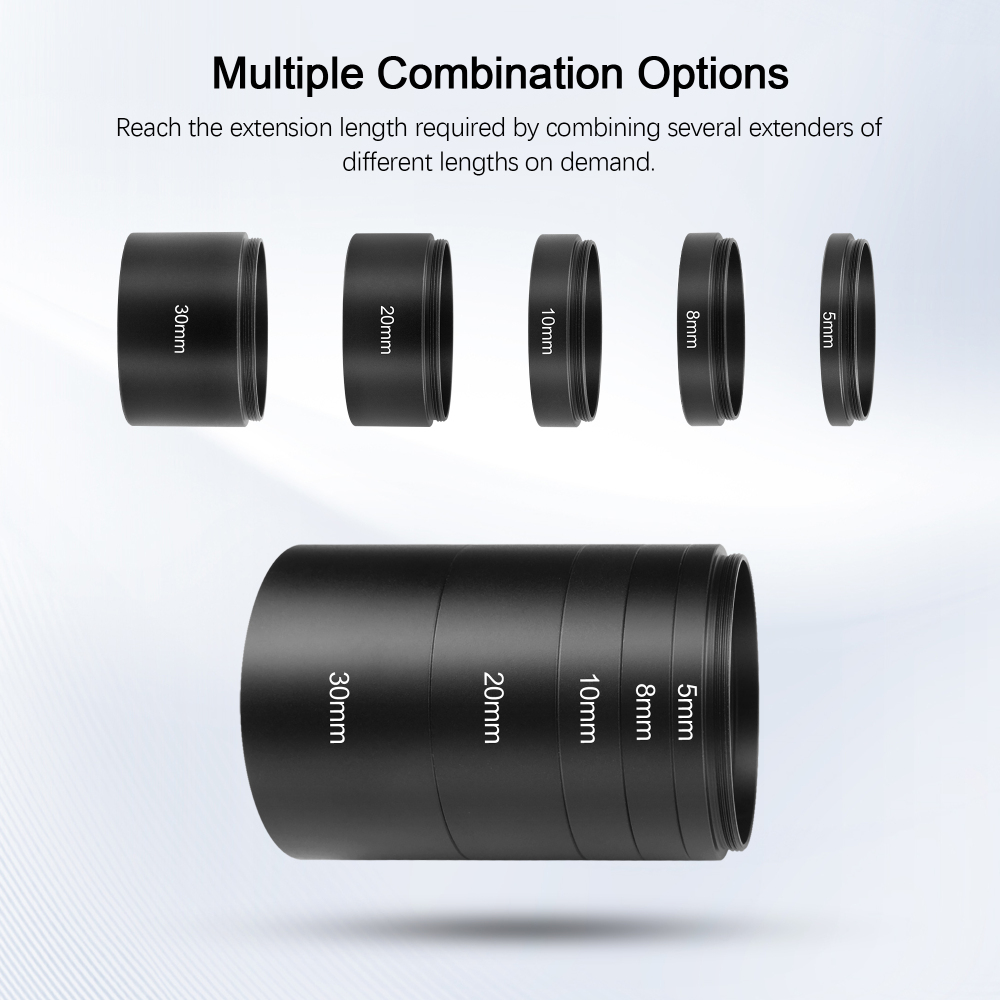 Astromania Astronomical 2"/M48-extension Tube Kit for cameras and eyepieces - Length 5mm 8mm 10mm 20mm 30mm - M48x0.75 on Both Sides