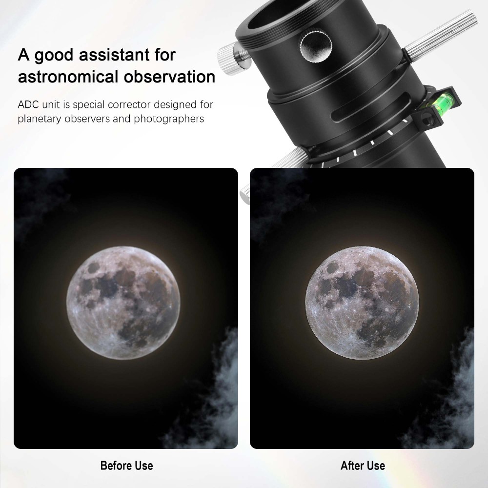 Astromania 1.25" ADC Atmospheric Dispersion Corrector - Provides a sharp planetary image showing a lot of detail, even when it is just above the horiz