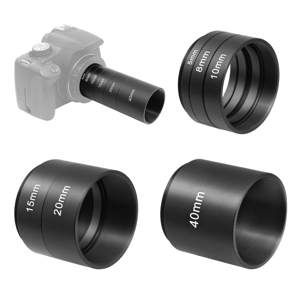 Astromania Astronomical T2-extension Tube Kit for cameras and eyepieces - Length 5mm 8mm 10mm 15mm 20mm 40mm - M42x0.75 on Both Sides