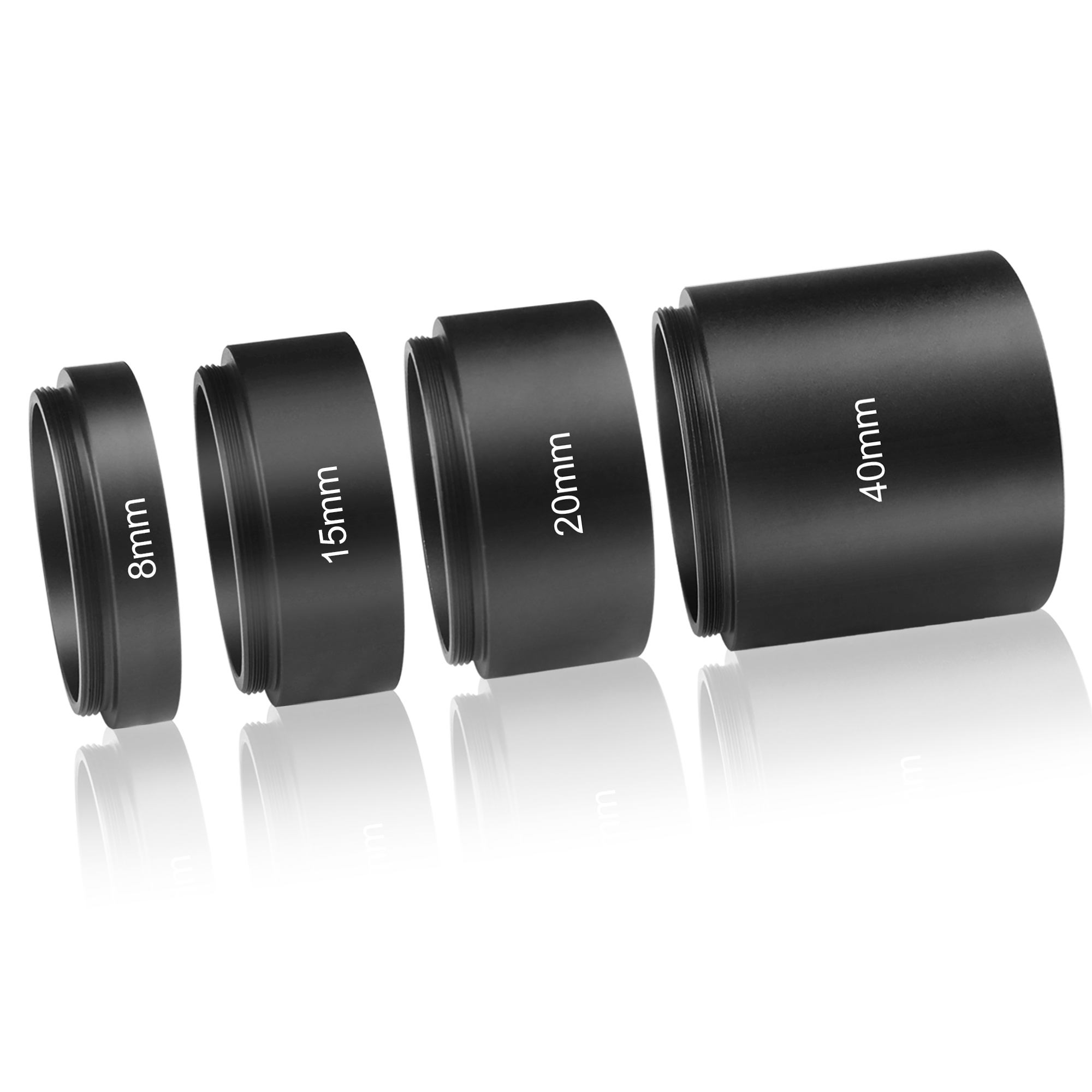 Astromania Astronomical T2-extension Tube Kit for cameras and eyepieces - Length 8mm 15mm 20mm 40mm - M42x0.75 on Both Sides