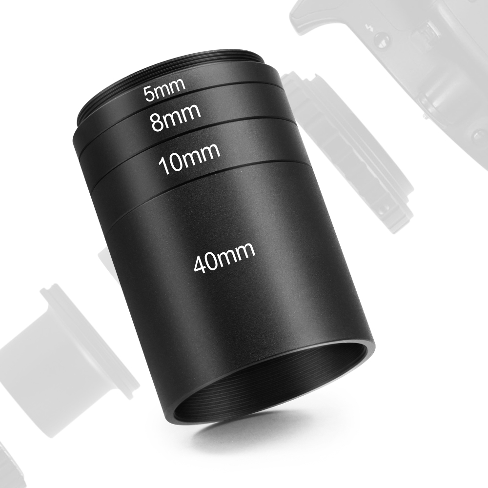 Astromania Astronomical T2-extension Tube Kit for cameras and eyepieces - Length 5mm 8mm 10mm 40mm - M42x0.75 on Both Sides