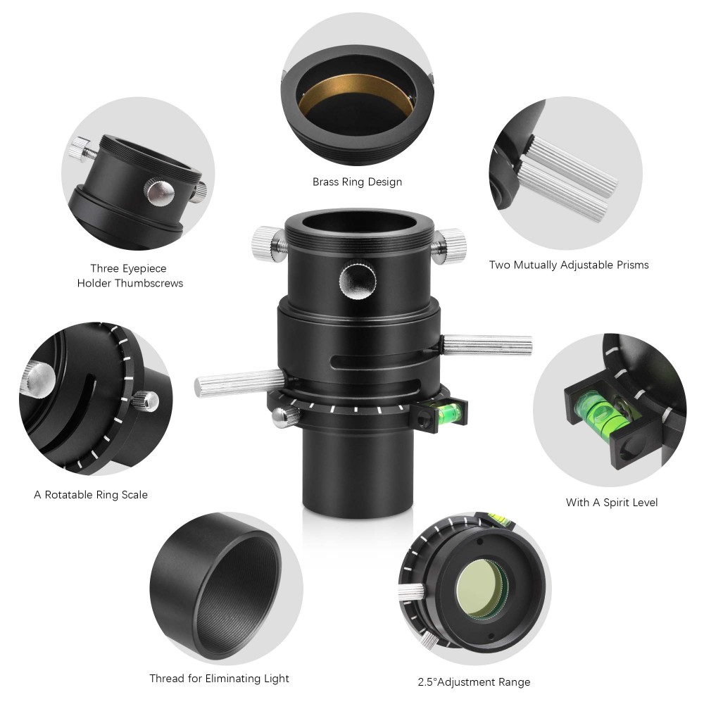 Astromania 1.25" ADC Atmospheric Dispersion Corrector - Provides a sharp planetary image showing a lot of detail, even when it is just above the horiz