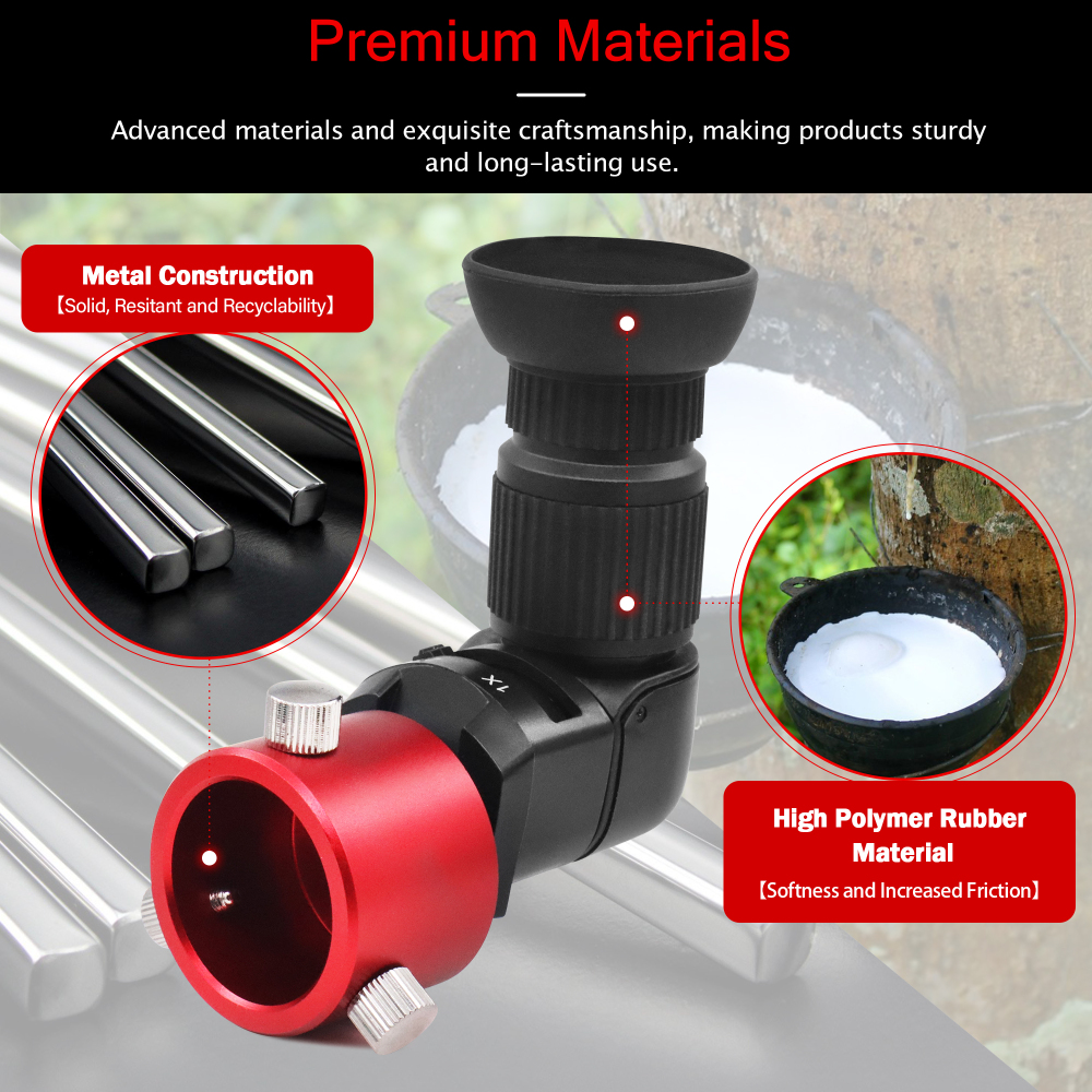 Astromania Right Angle Viewfinder with Camera 1X/2.5X Magnification Included 6 Mounting Adapters with Polar Scope Metal Adapter, Excellent Combination for Observing More Natural Beauty