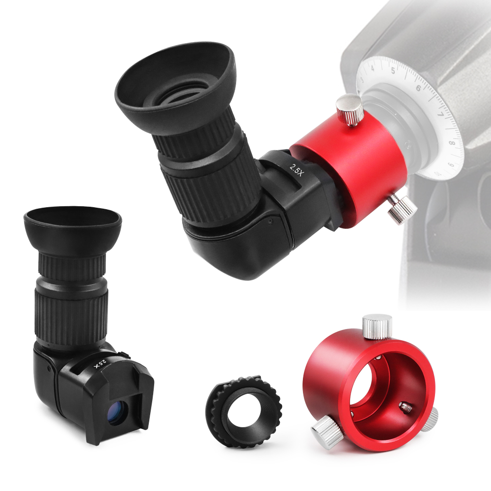 Astromania Right Angle Viewfinder with Camera 1X/2.5X Magnification Included 6 Mounting Adapters with Polar Scope Metal Adapter, Excellent Combination for Observing More Natural Beauty