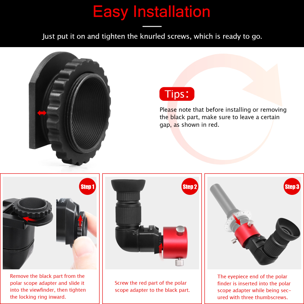 Astromania Right Angle Viewfinder with Camera 1X/2.5X Magnification Included 6 Mounting Adapters with Polar Scope Metal Adapter, Excellent Combination for Observing More Natural Beauty
