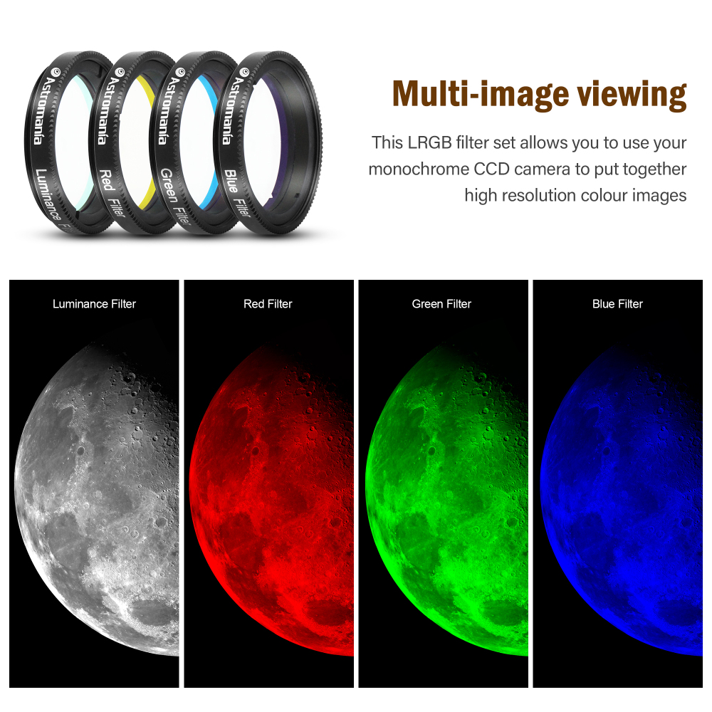 Astromania Deluxe Telescope LRGB 1.25 Inch Filter Set - Give Stunning Astrophotographic Results