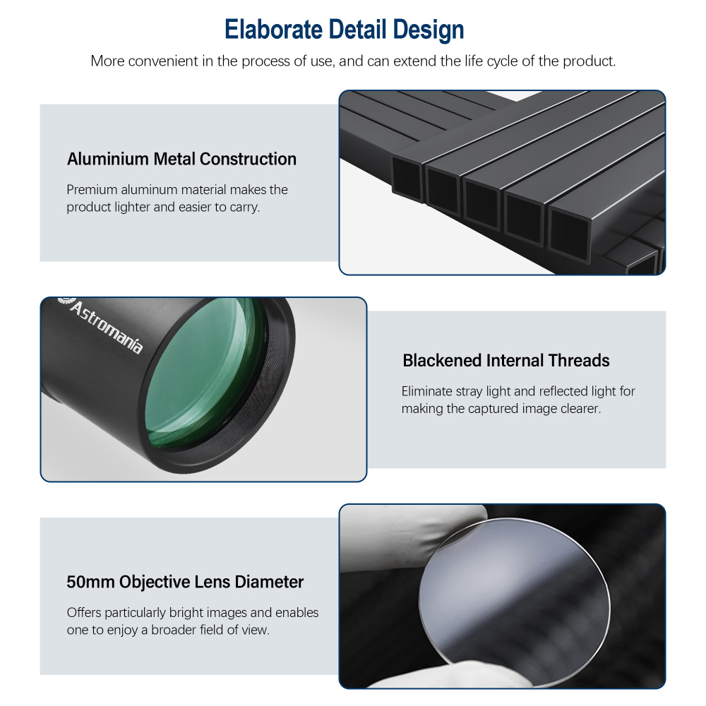 Astromania 9x50 Angled Finder Scope with Upright and Non-reversed Image, Black