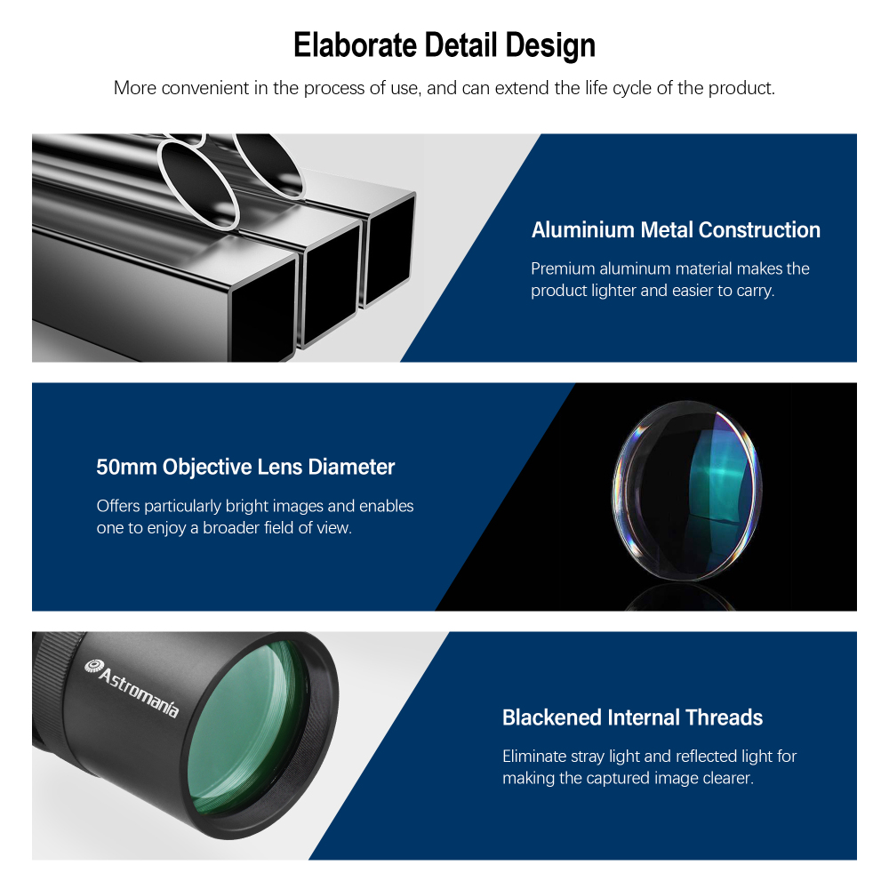 Astromania 9x50 Angled Finder Scope, Black - You will no longer need to strain your neck at difficult angles