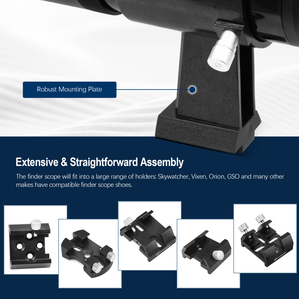 Astromania 9x50 Angled Finder Scope with Upright and Non-reversed Image, Black