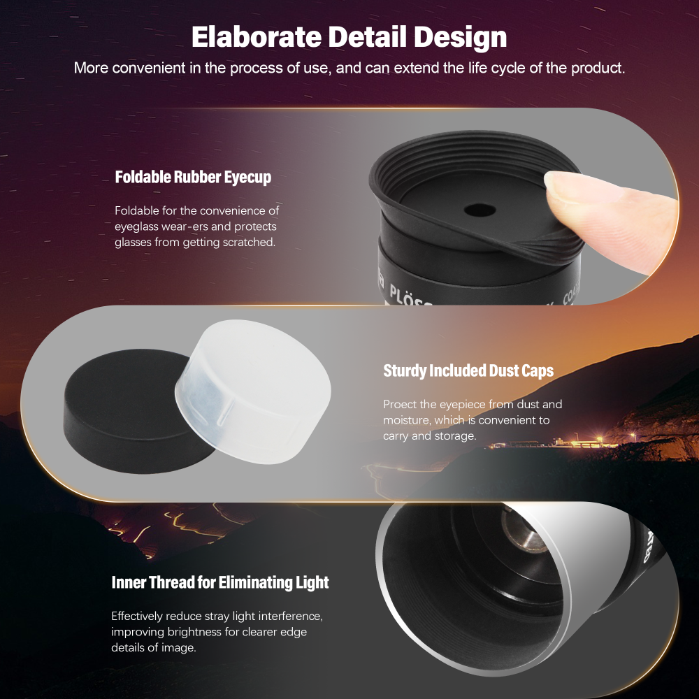 Astromania 1.25-Inch 6mm 12.5mm 20mm Plossl Telescope Eyepiece Set - 4-element Plossl Design - Threaded for Standard 1.25inch Astronomy Filters