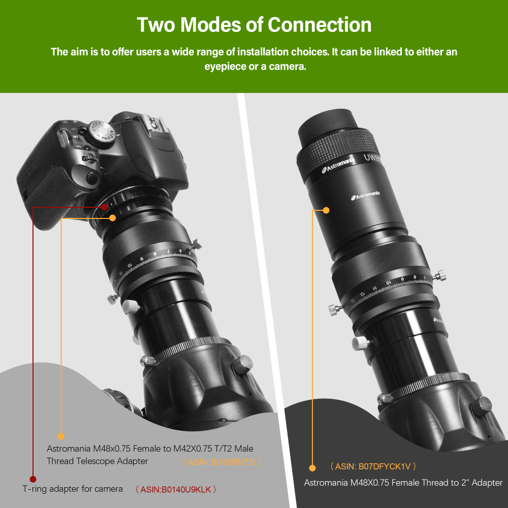 Astromania 2" Helical Micro Focuser with M48-thread and 0.1mm Scale for Telescope - sharper planets in any telescope