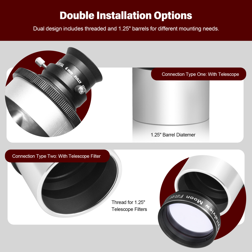 Astromania 1.25-Inch 6mm 12.5mm 20mm Plossl Telescope Eyepiece Set - 4-element Plossl Design - Threaded for Standard 1.25inch Astronomy Filters