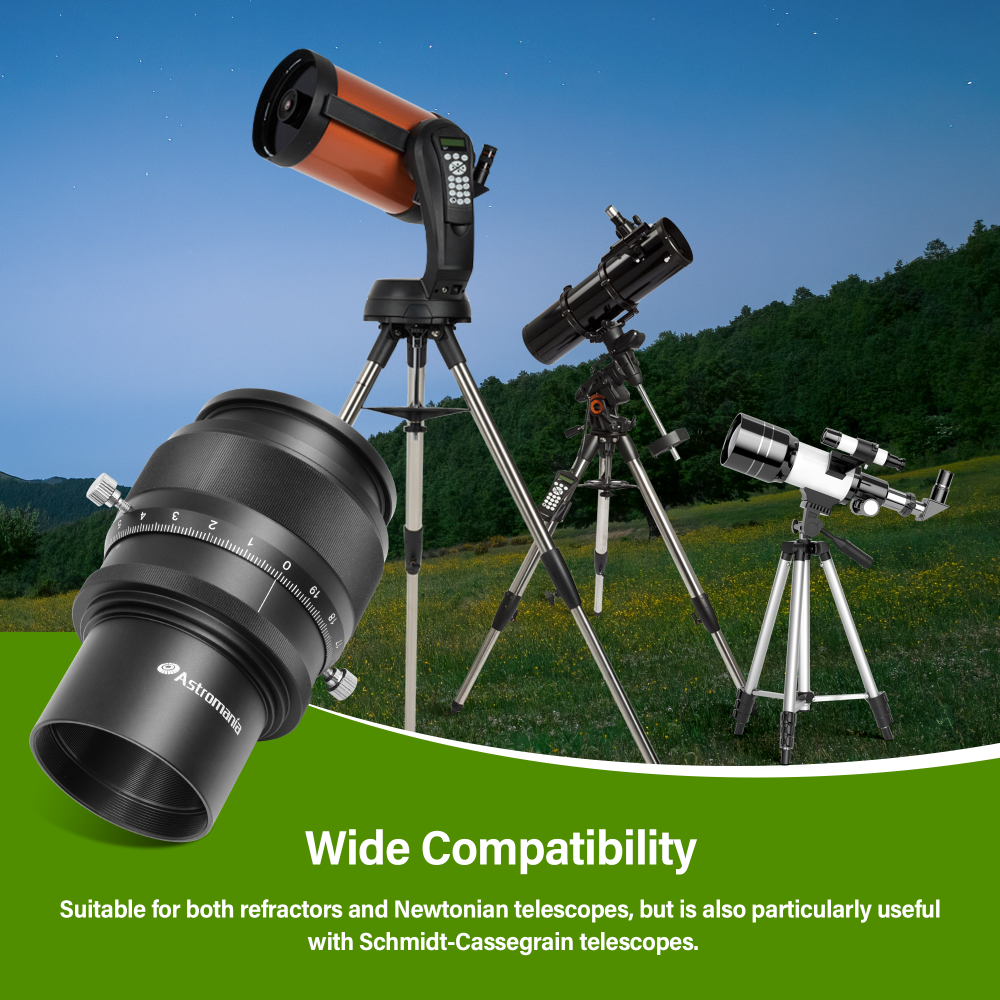 Astromania 2" Helical Micro Focuser with M48-thread and 0.1mm Scale for Telescope - sharper planets in any telescope