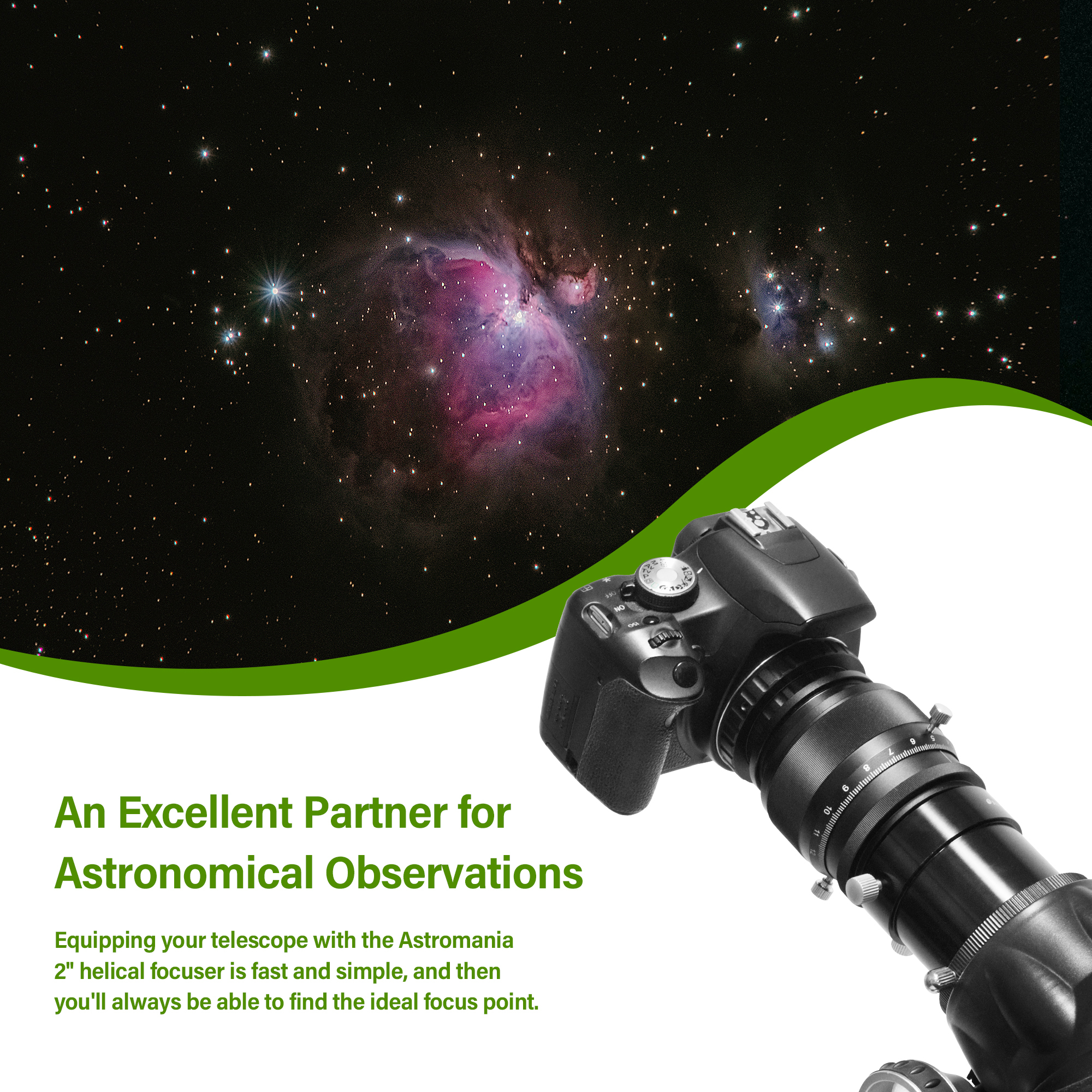 Astromania 2" Helical Micro Focuser with M48-thread and 0.1mm Scale for Telescope - sharper planets in any telescope