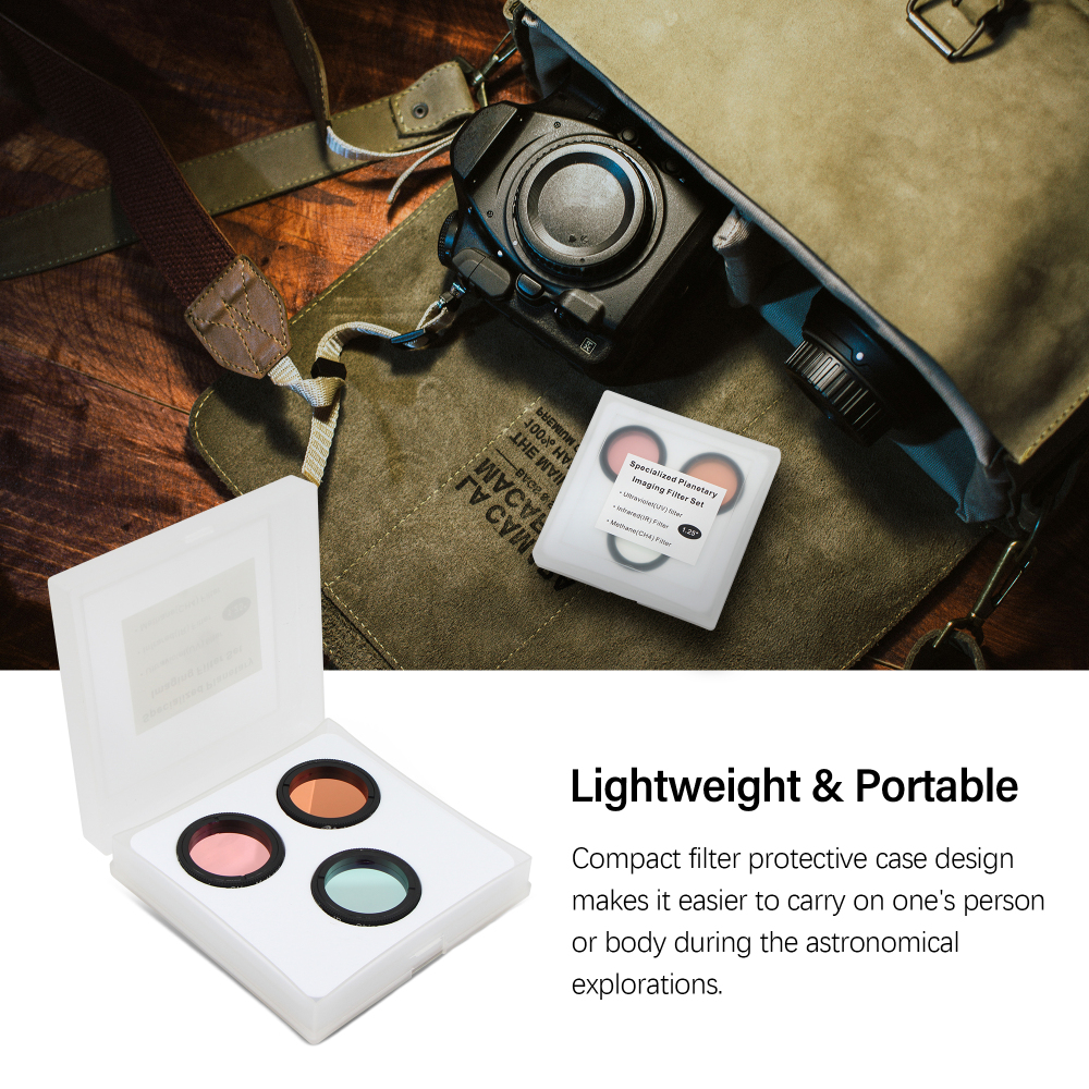 Astromania 1.25-Inch S pecialized Planetary Imaging Filter Set 3-Pieces (Ultraviolet (UV) filter/Methane (CH4) filter/Infrared (IR) filter)