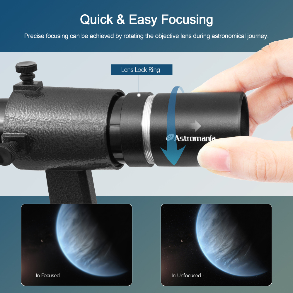 Astromania 6x30 Finder Scope, Black - provides an upright, non-reversed image