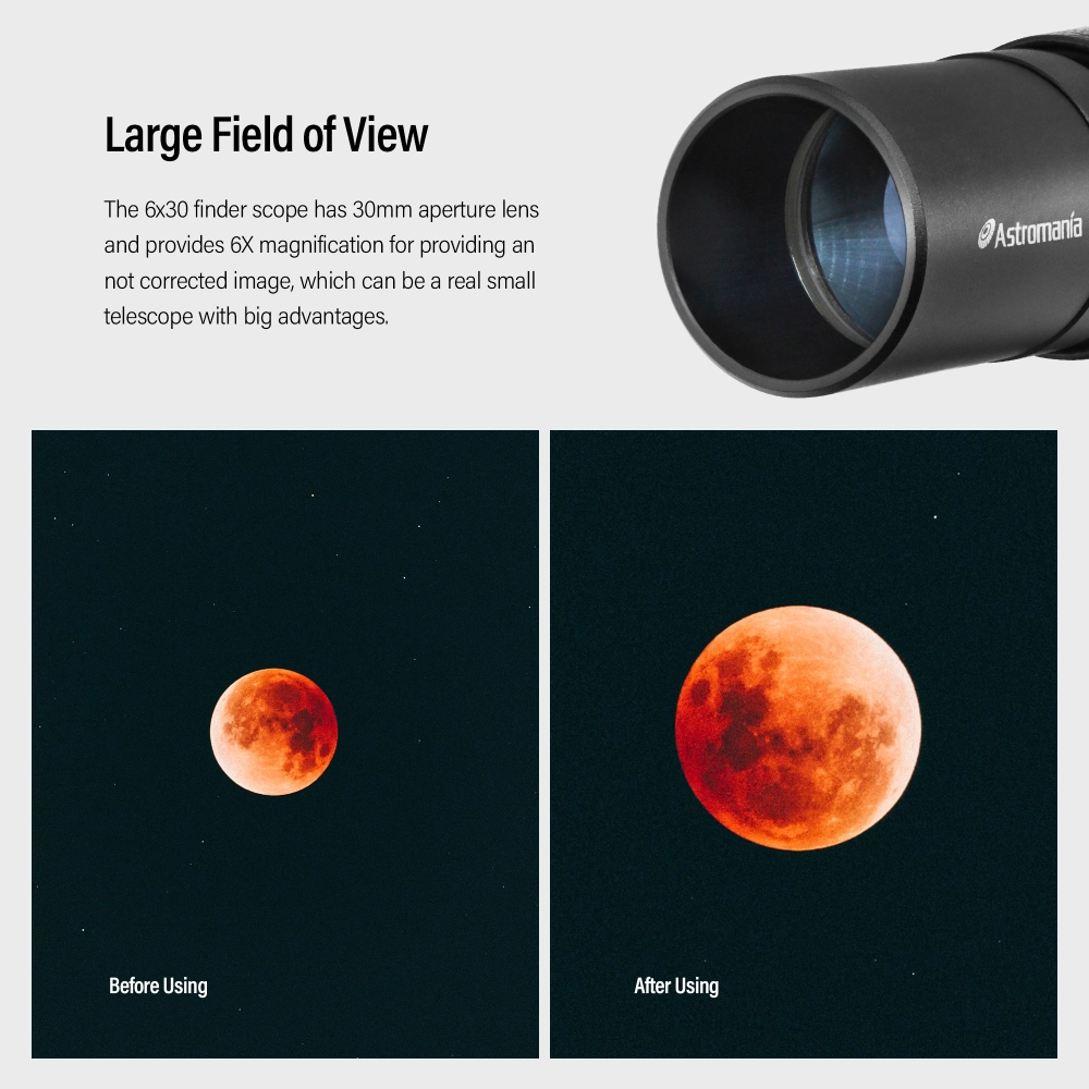Astromania Finder Scope, 6x30 Metal Optical Finderscope for Astronomy ...