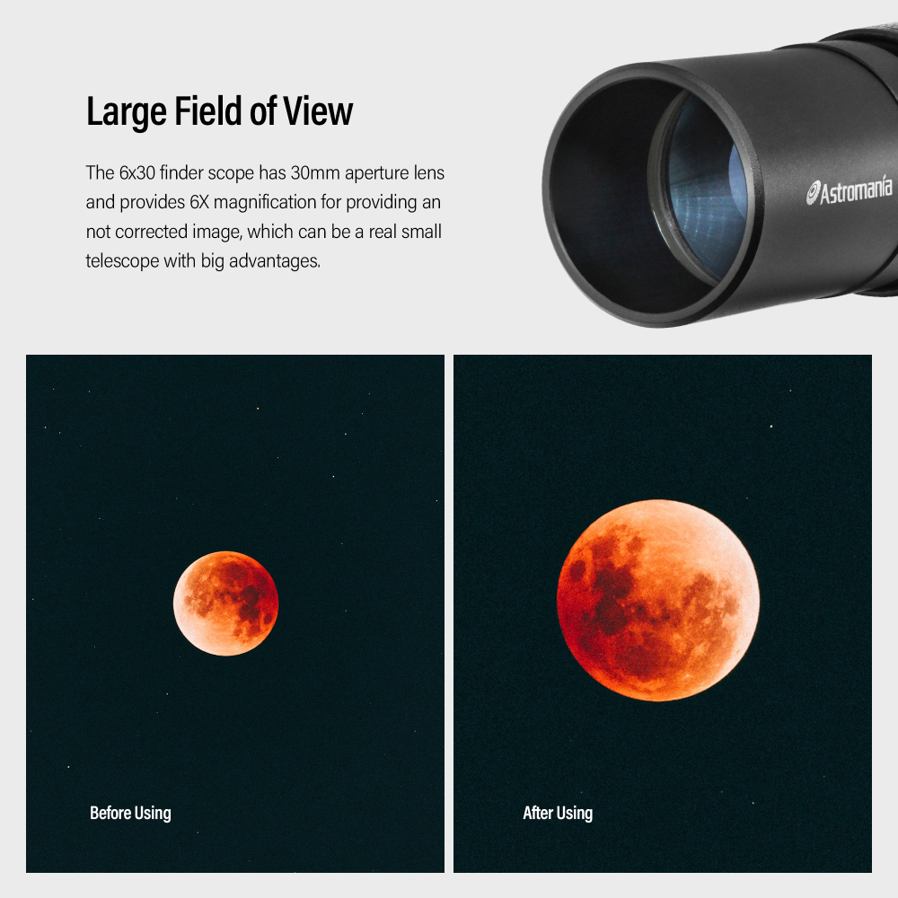 Astromania 6x30 Finder Scope, Black - allowing many astronomical objects to become visible to your eyes