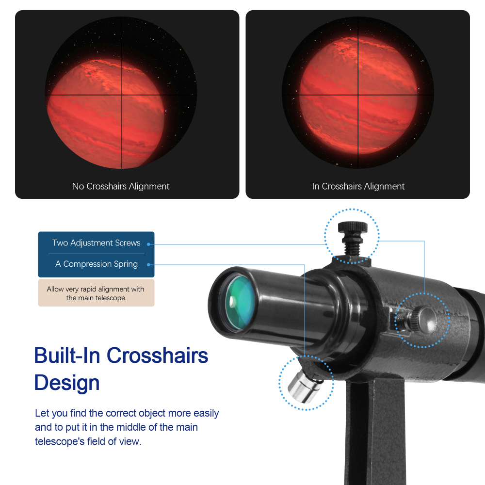 Astromania 6x30 Finder Scope, Black - provides an upright, non-reversed image