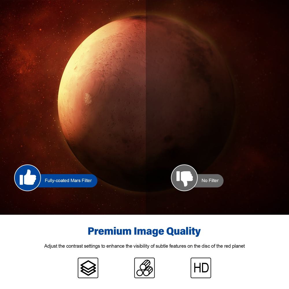 Astromania 1.25" Mars Observing Eyepiece Filter - Prepare for July's Opposition - Designed to ferret out resolution of Martian polar regions, highland
