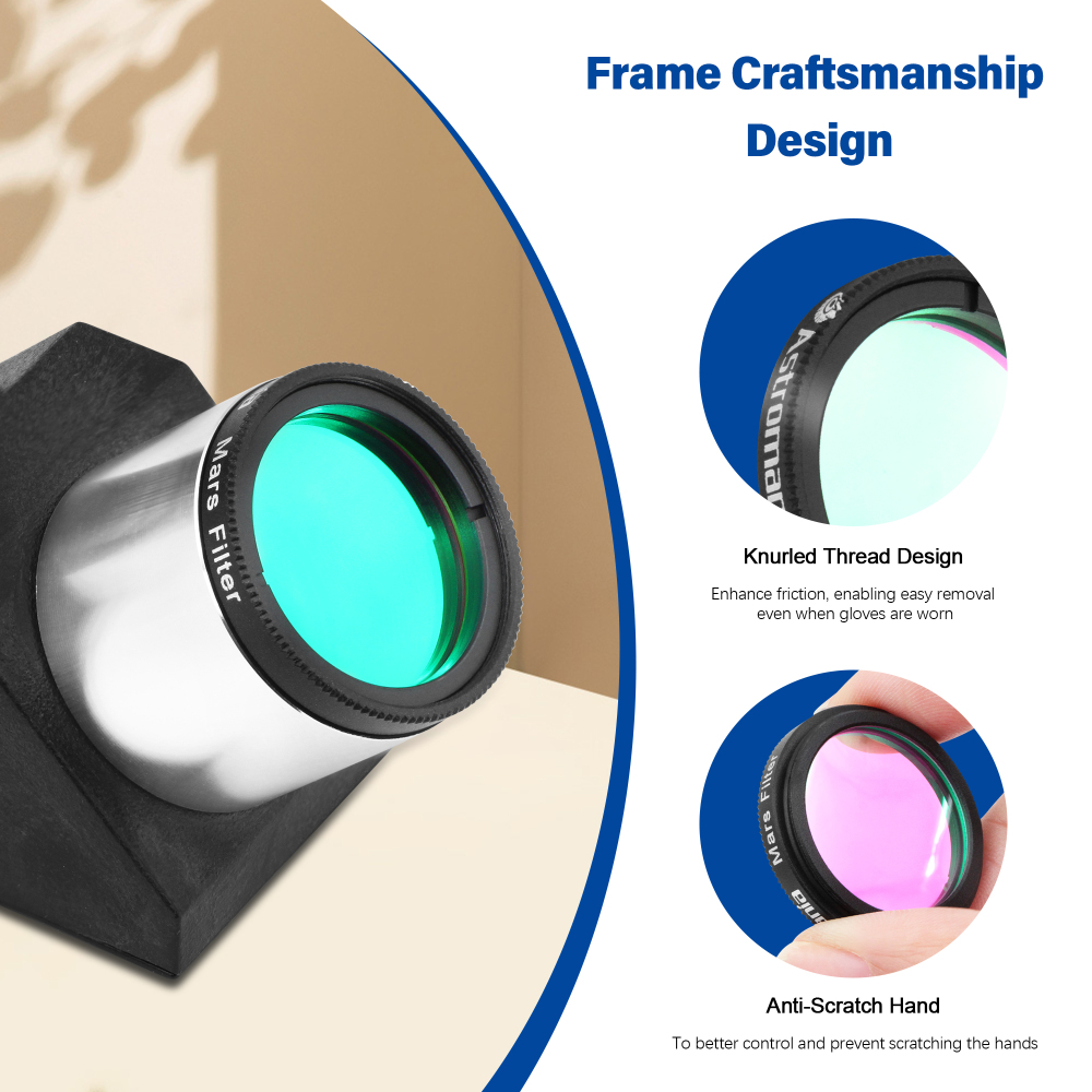Astromania 1.25" Mars Observing Eyepiece Filter - Prepare for July's Opposition - Designed to ferret out resolution of Martian polar regions, highland