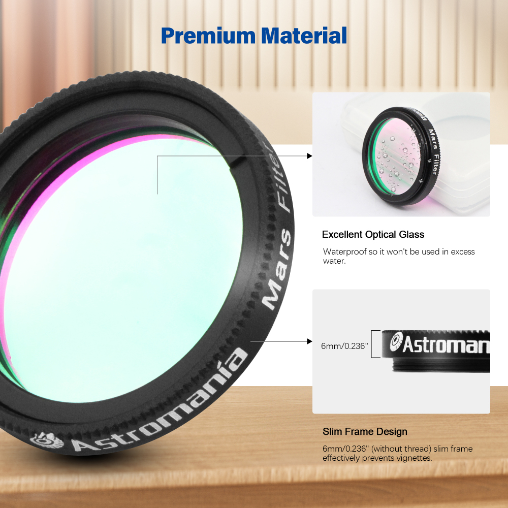 Astromania 1.25" Mars Observing Eyepiece Filter - Prepare for July's Opposition - Designed to ferret out resolution of Martian polar regions, highland
