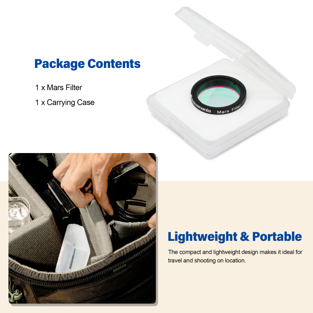 Astromania 1.25" Mars Observing Eyepiece Filter - Prepare for July's Opposition - Designed to ferret out resolution of Martian polar regions, highland