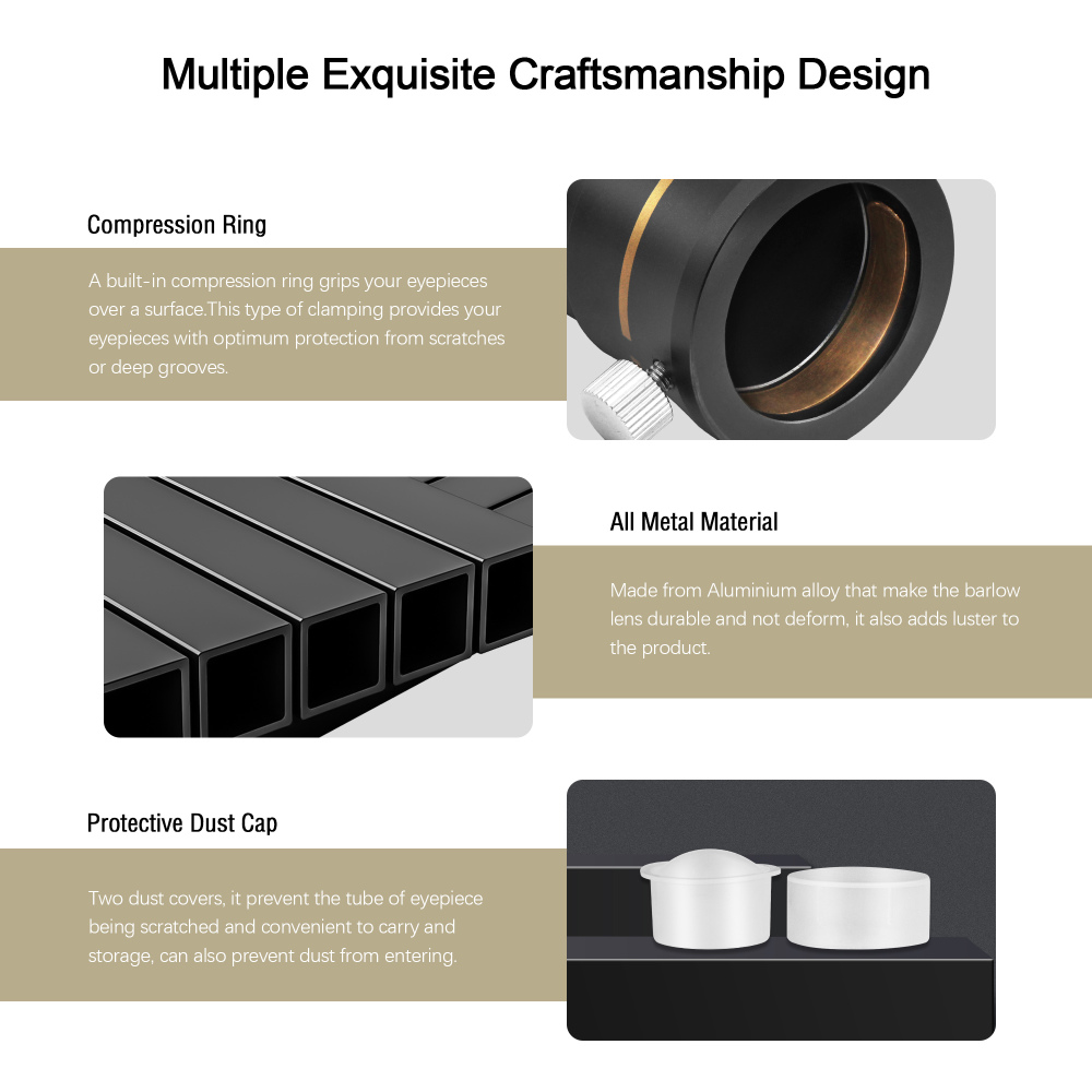 Astromania 1.25" 4-Elements 5x Barlow Lens Fully Multi-Coated Optics