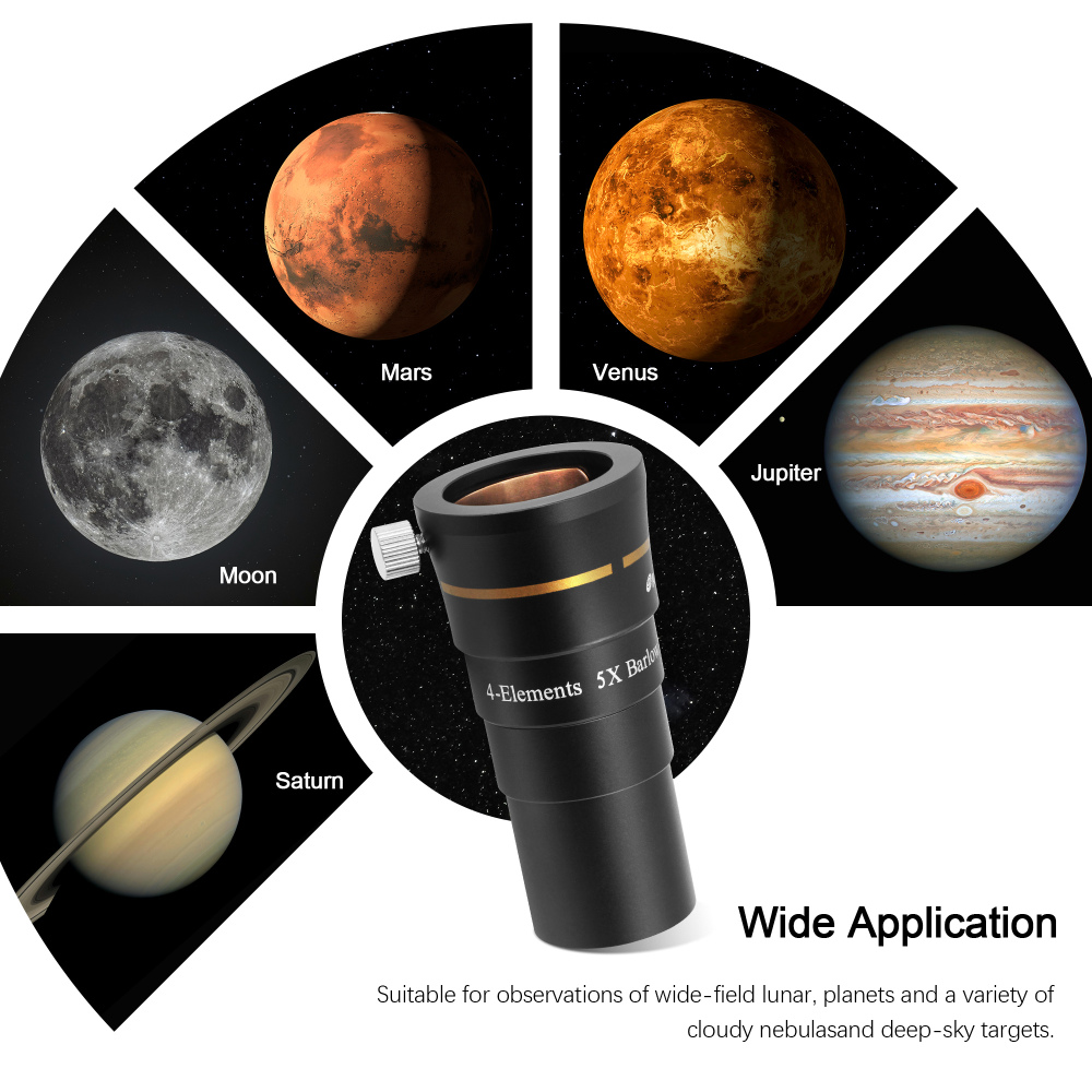 Astromania 1.25" 4-Elements 5x Barlow Lens Fully Multi-Coated Optics