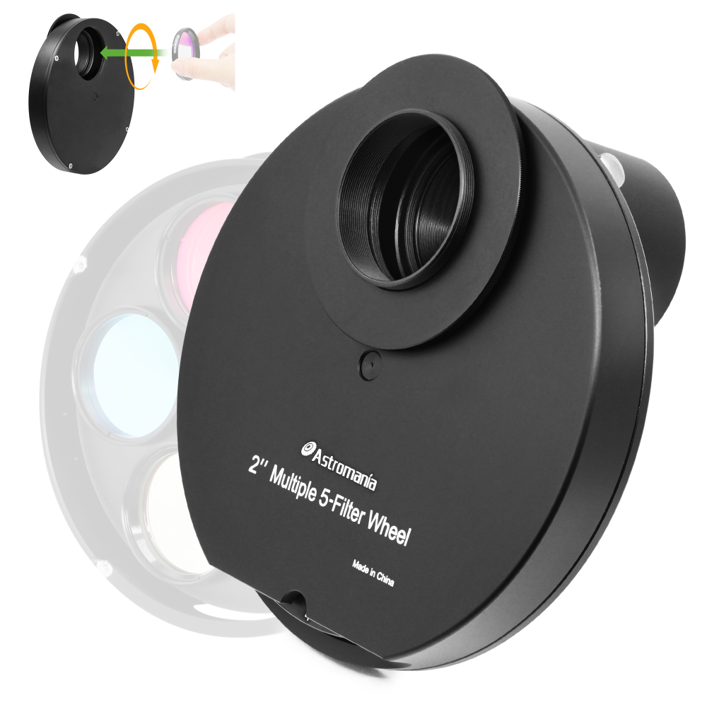 Astromania 2" Superior Quality Multiple 5-Position Filter Wheel For Telescope - allowing you to image without any reflections or stray light