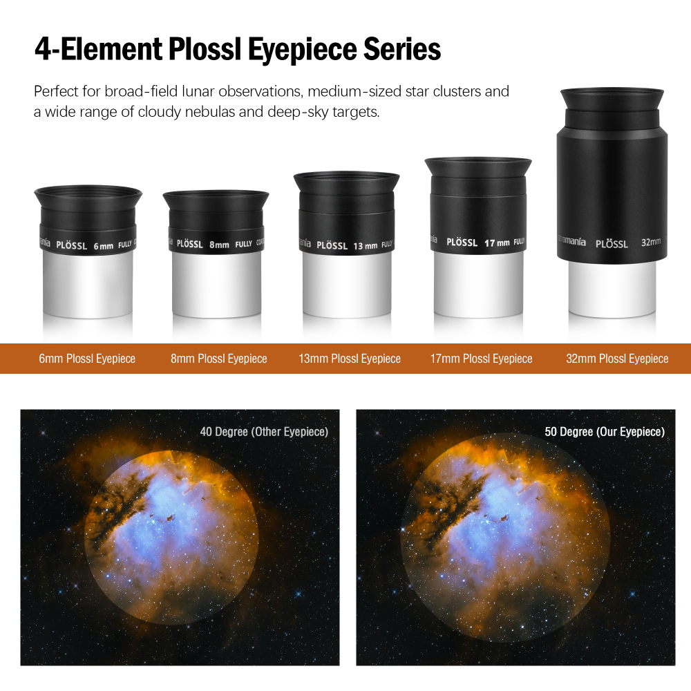 Astromania 1.25" Telescope Eyepiece and Filter Accessory Kit Deluxe Version - with 5pcs Plossl Eyepieces Set, 6pcs Colored Filter Set, Moon Filter, 2X Barlow Lens and Sturdy Carry Case