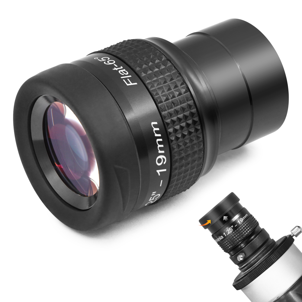 Astromania 1.25" 19mm Premium Flat Field Eyepiece - a flat image field and crystal-clear images