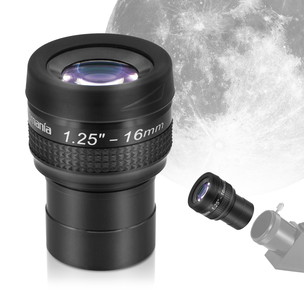 Astromania 1.25" 16mm Premium Flat Field Eyepiece - a flat image field and crystal-clear images