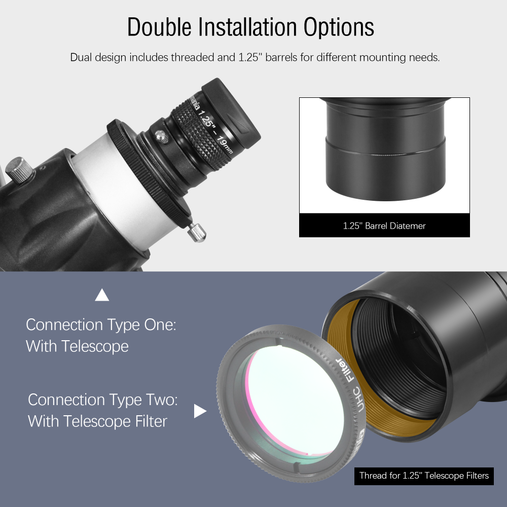 Astromania 1.25" 19mm Premium Flat Field Eyepiece - a flat image field and crystal-clear images