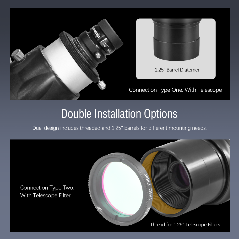 Astromania 1.25" 8mm Premium Flat Field Eyepiece - a flat image field and crystal-clear images