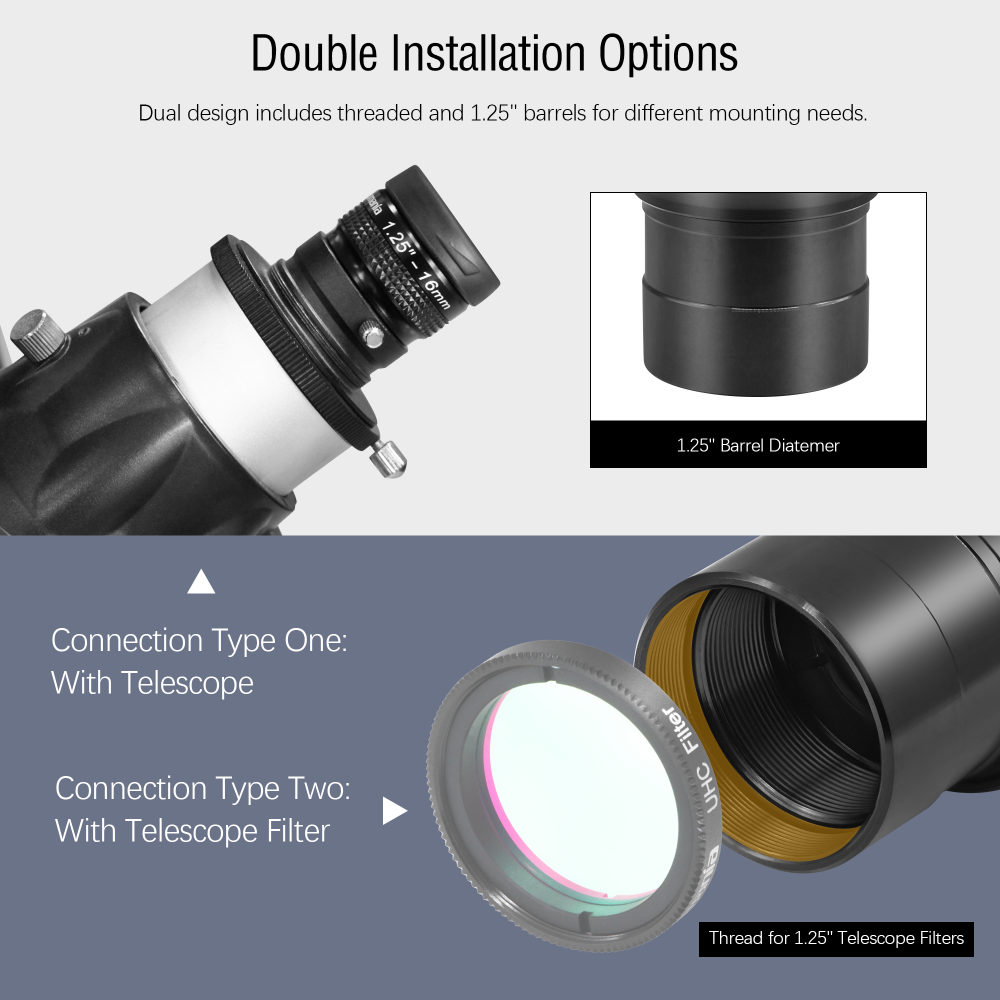 Astromania 1.25" 16mm Premium Flat Field Eyepiece - a flat image field and crystal-clear images