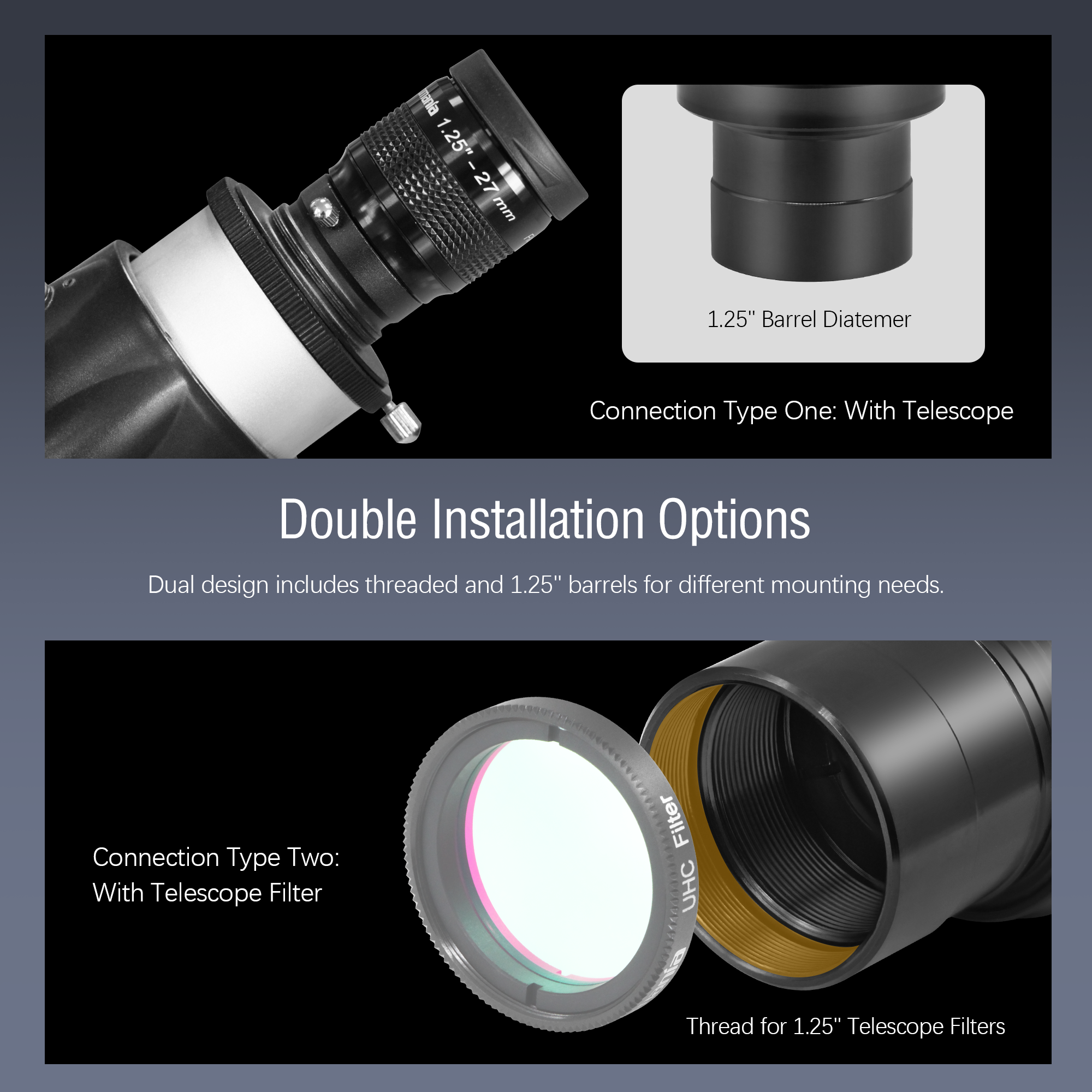Astromania 1.25" 27mm Premium Flat Field Eyepiece - a flat image field and crystal-clear images