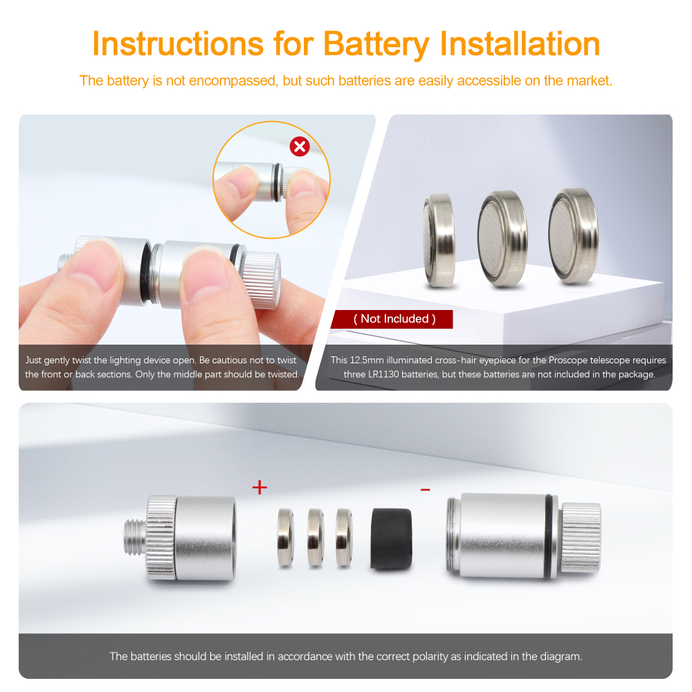 Astromania 12.5mm Illuminated Reticle Plossl Telescope Eyepiece - for Perfectly Guided astrophotos